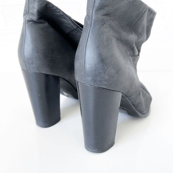 Aldo Womens Nubuck Leather Block Heel Slouchy Ankle Booties Charcoal Size 8.5 - Picture 3 of 9